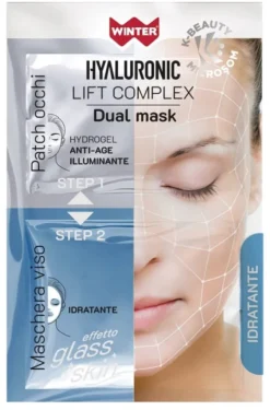 WINTER HYALURONIC LIFT COMPLEX DUAL MASK IDRATANTE PATCH OCCHI HYDROGEL + MASCHERA VISO GLASS SKIN
